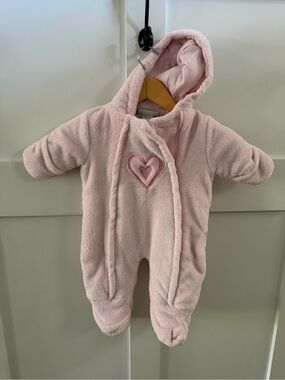 Newborn Girl Pink Winter Fleece Baby Snowsuit Super Warm Sz 0-3 Months